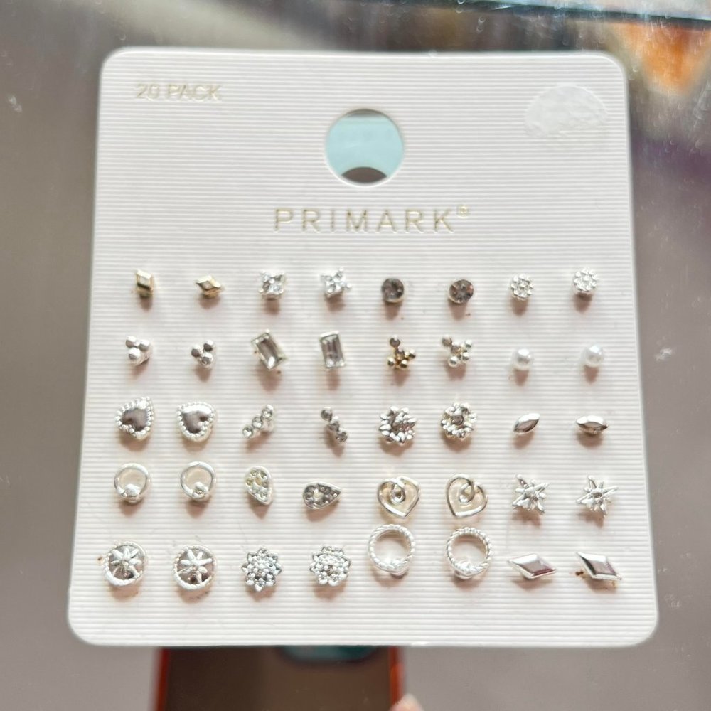 silver earrings 20 pack